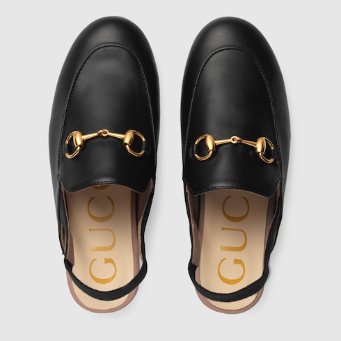 Black Leather Children's Princetown Slipper - Black Leather