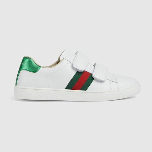 Teen Gucci Ace leather sneaker - white leather