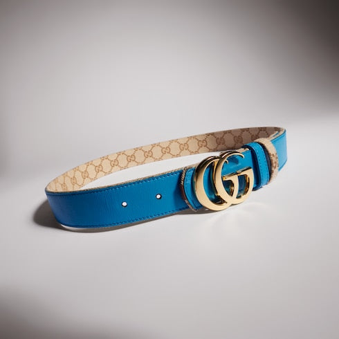 Reversible GG Marmont belt - sand GG canvas