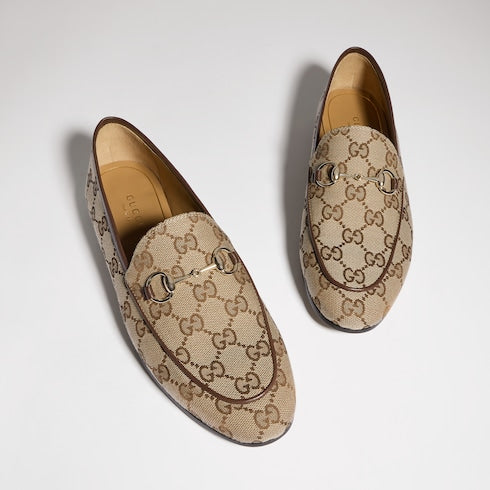 Women's Gucci Jordaan loafer - beige and ebony GG canvas