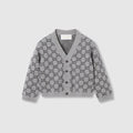 Baby GG wool jacquard cardigan - grey and dark grey