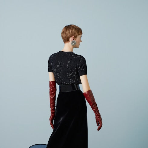 Fine wool GG crystal top - black