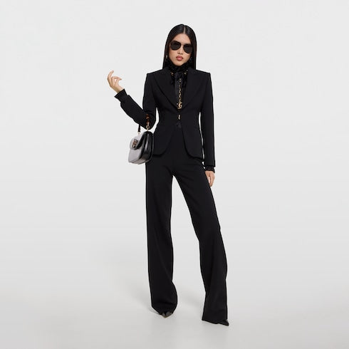 Technical stretch wool pants - black