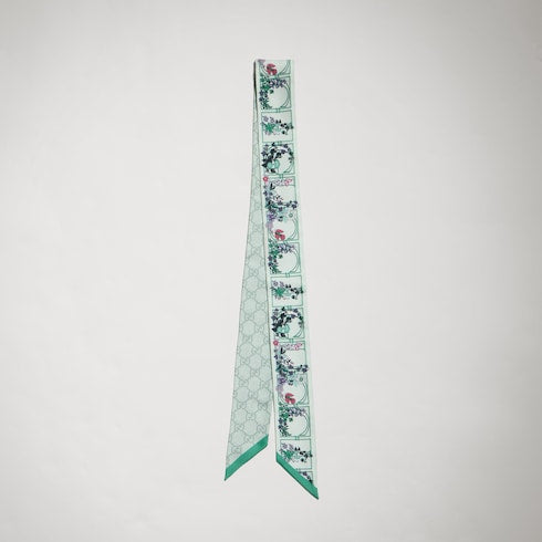 Printed silk twill ribbon - green