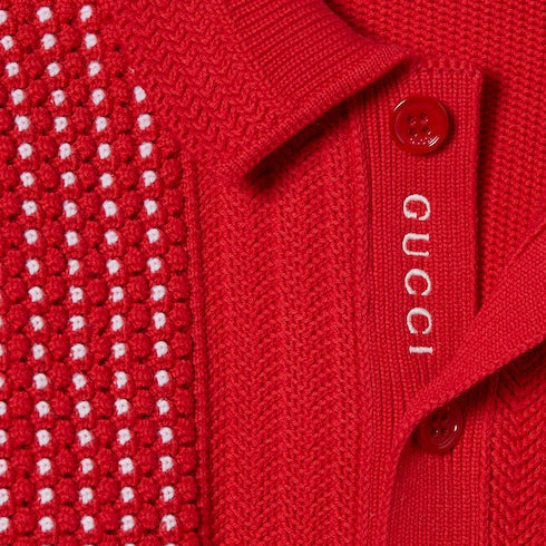 Children's cotton wool cardigan - red and white