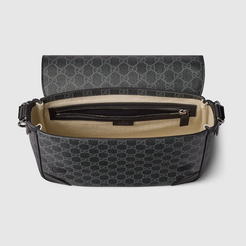 GG Emblem medium crossbody bag - black fabric