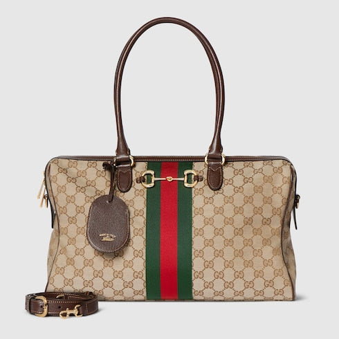 Borsetto large boston bag - sand and brown GG canvas