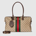 Borsetto large boston bag - sand and brown GG canvas