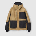 GG technical fabric jacquard jacket - beige and dark brown