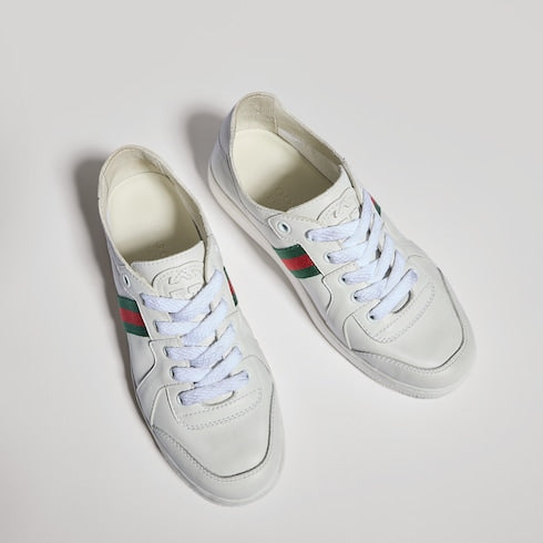 Children's Stretch low top sneaker - white leather