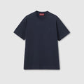 Cotton jersey T-shirt with embroidery - dark blue