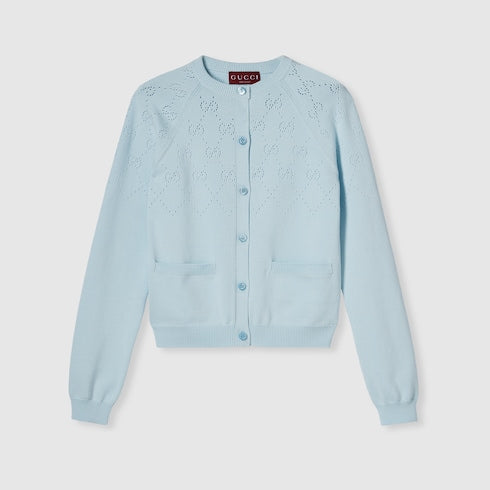 GG cotton cardigan - pale blue