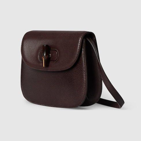 Bamboo mini bag - dark brown leather