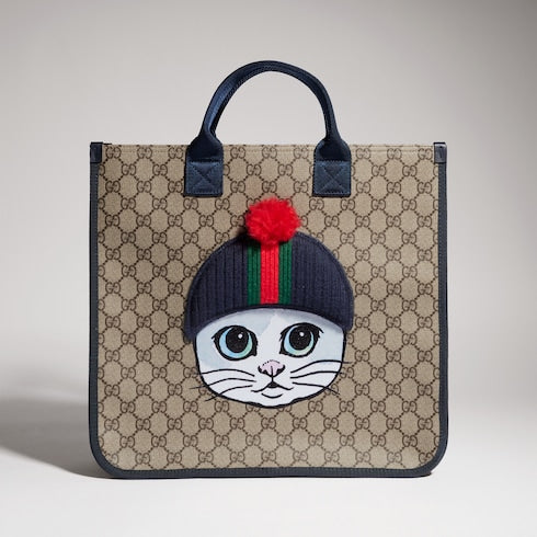 Children's GG tote bag - beige and brown GG Supreme