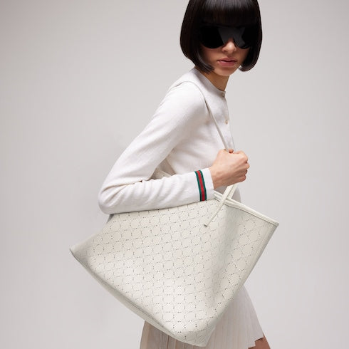 Gucci Tribeca large tote bag - white GG leather