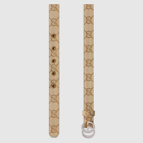 GG Marmont thin belt - sand GG canvas