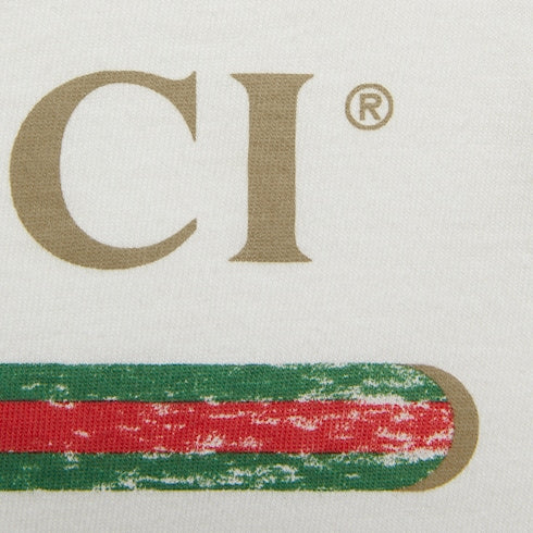 White Cotton Baby T-Shirt With Vintage Gucci Logo - White Cotton