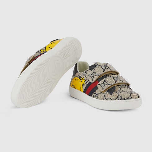 Children's Gucci Ace sneakers - beige and blue GG Supreme