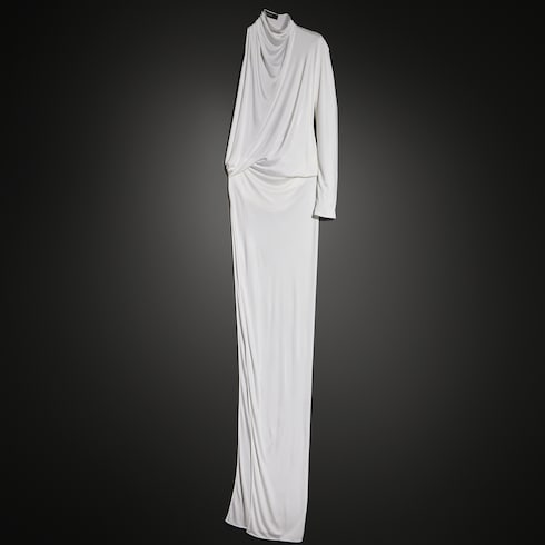 Viscose jersey draped dress - off white