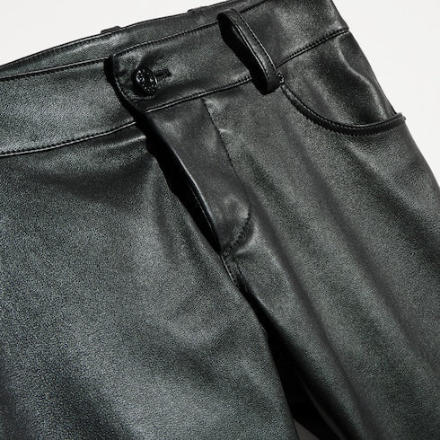 Lightweight stretch leather pants - black