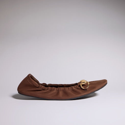 Women's Prima ballet flat - dark brown nubuck leather