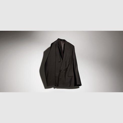 Pinstripe wool mohair jacket - dark brown