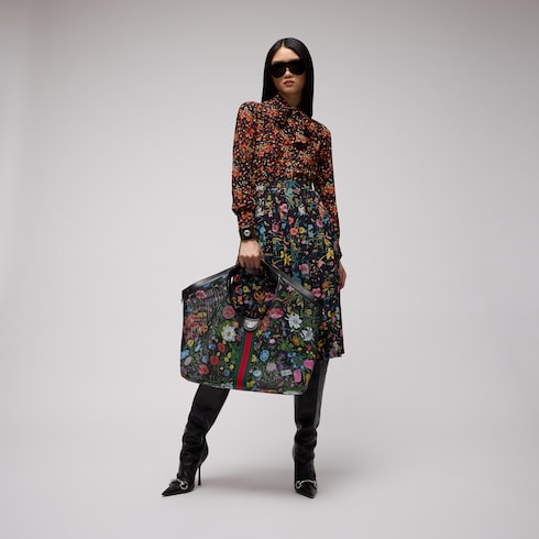 Gucci Giglio Flora large tote bag - black and multicolor Flora net