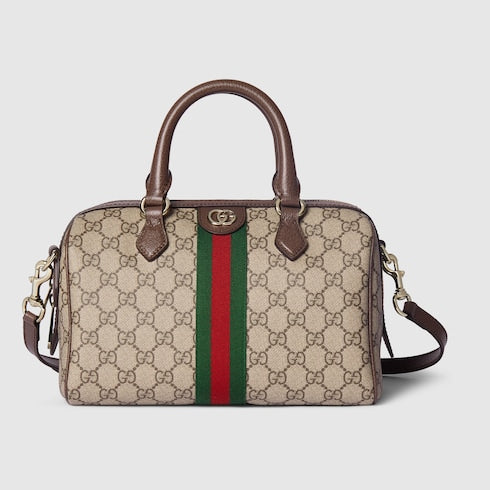 Ophidia medium boston bag - beige and brown GG fabric