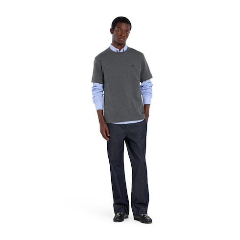 Cotton jersey T-shirt with embroidery - grey