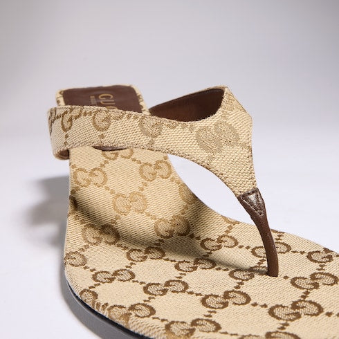 Women's Vittoria thong - sand and brown GG canvas