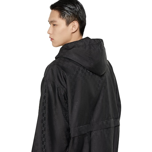 GG nylon jacquard zip jacket - black
