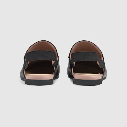 Black Leather Children's Princetown Slipper - Black Leather