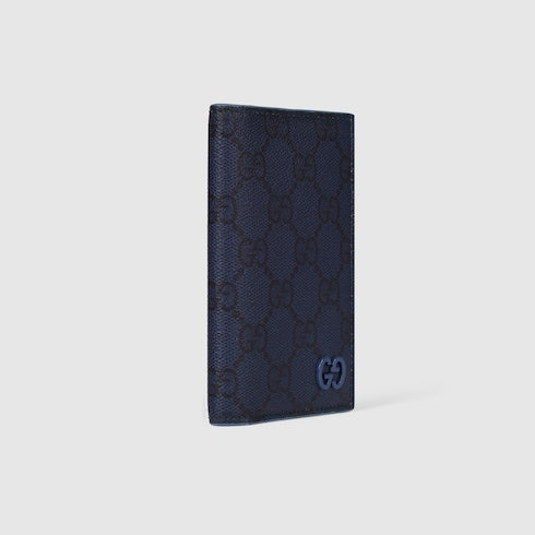 Dusty blue interior GG long card case - dark blue GG Supreme