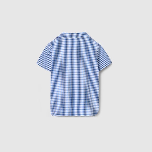 Baby gingham cotton shirt - light blue and white
