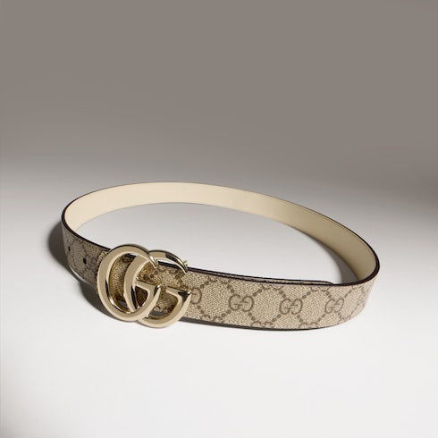 Reversible GG Marmont belt - beige Supreme and ivory leather