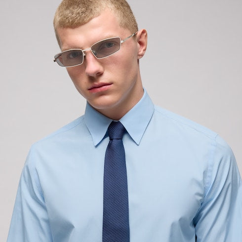 Silk tie with embroidery - blue