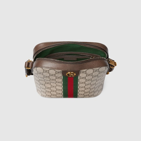 Ophidia small slingbag - beige and dark brown fabric