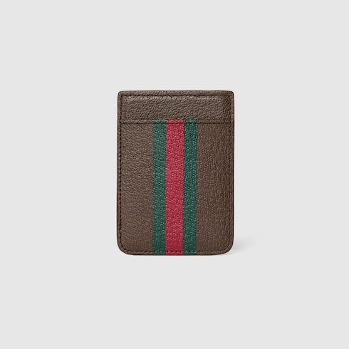 Ophidia magnetic card case - brown leather
