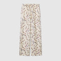 Printed silk twill pants - white