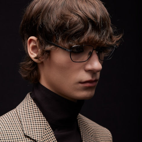 Rectangular optical frame - ruthenium-toned