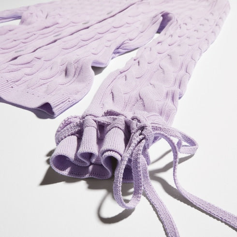 Braided cotton blend cardigan - lilac