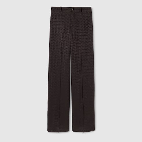 Horsebit silk jacquard pants - dark brown