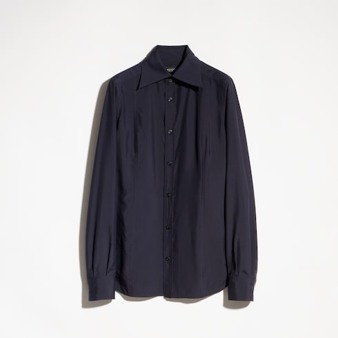 Silk poplin shirt - dark blue