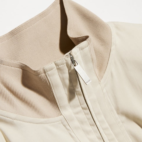 Silk poplin zip jacket - light beige
