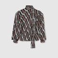 Printed silk twill shirt - grey and brown