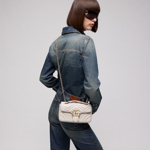 GG Marmont small shoulder bag - light grey leather