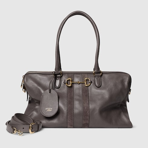 Borsetto large boston bag - dark grey leather
