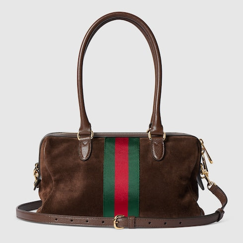 Borsetto medium boston bag - dark brown suede
