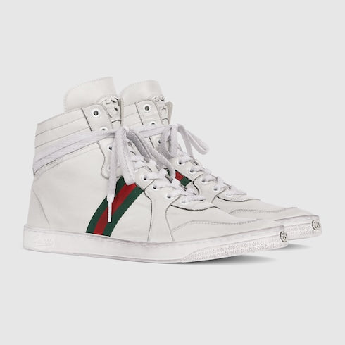Men's Stretch high-top sneaker - white leather