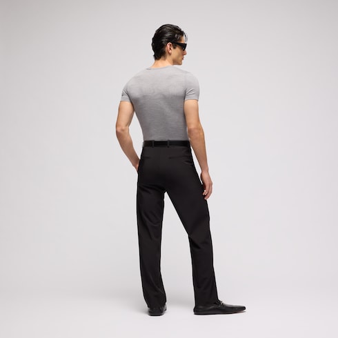 Cropped knit wool silk blend T-shirt - grey